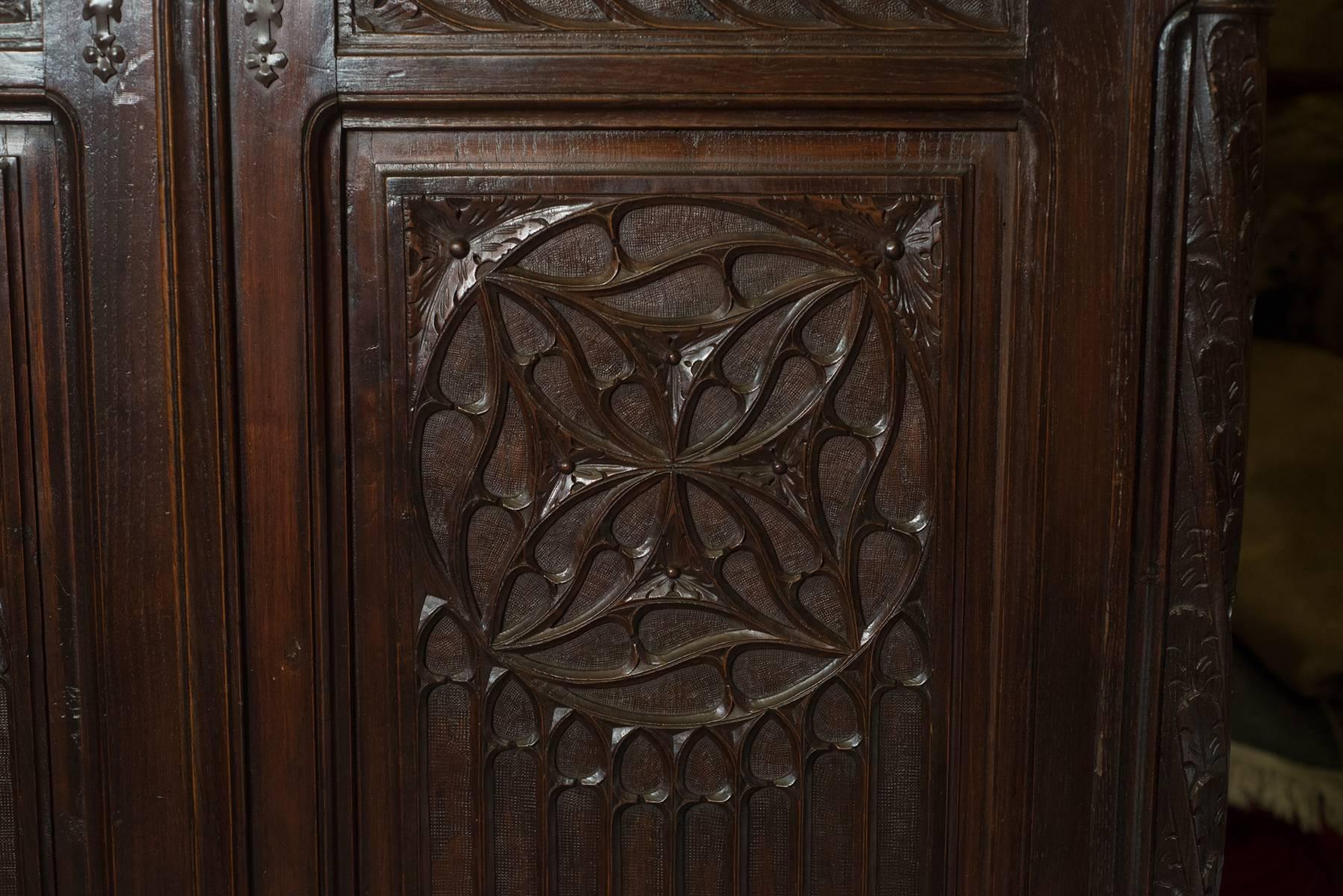 19th Century French Gothic Cabinet Armoire 1