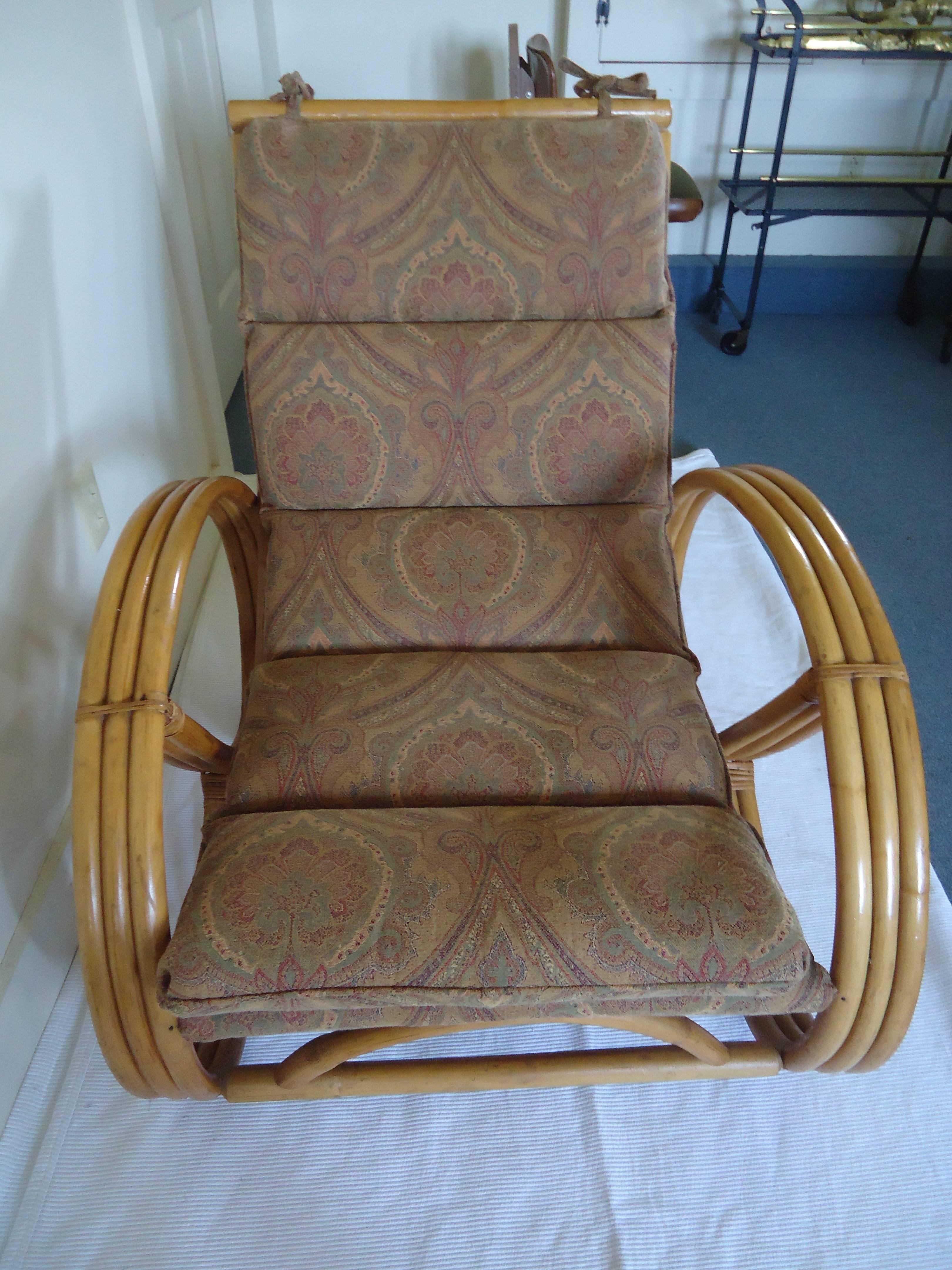 American Set of Four Vintage Rattan Pretzel Chairs