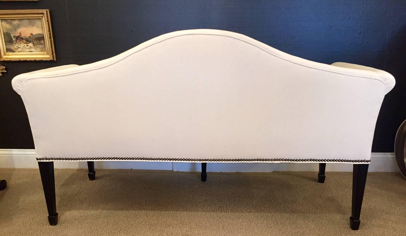 Sophisticated Mid-Century Tailored Settee Loveseat 2