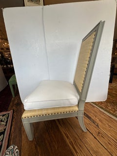 Oly Studio Grey Painted & Raffia Side Chair