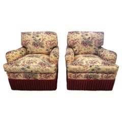 Dreamy Luxe Pair of Chintz Upholstered Club Chairs