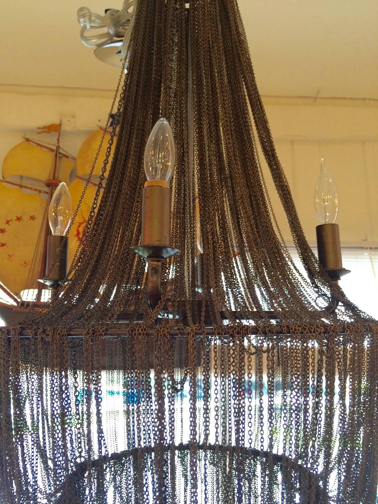 draped chain chandelier