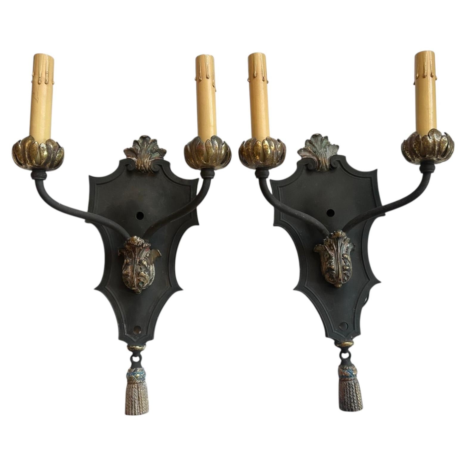 Pair of Handsome Regency Iron Sconces For Sale