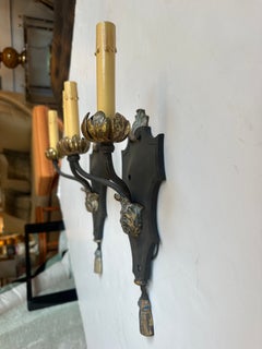 Coppia di bellissime applique in ferro in stile Regency