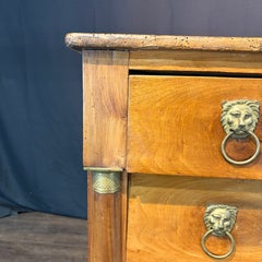 #8629: 19th Century French Walnut Chest of Drawers with Lion Pulls