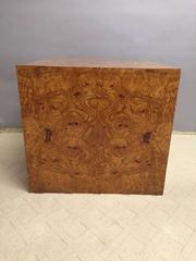 Mid-Century Modern Burl Wood Cube Side Table