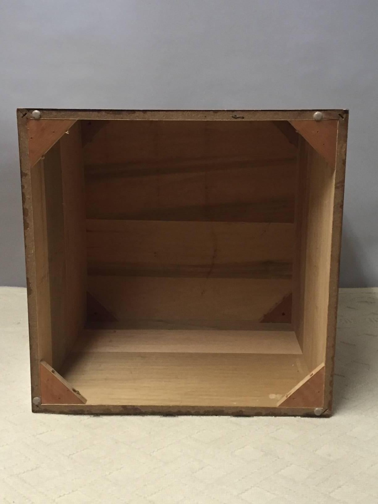 Mid-Century Modern Burl Wood Cube Side Table 1