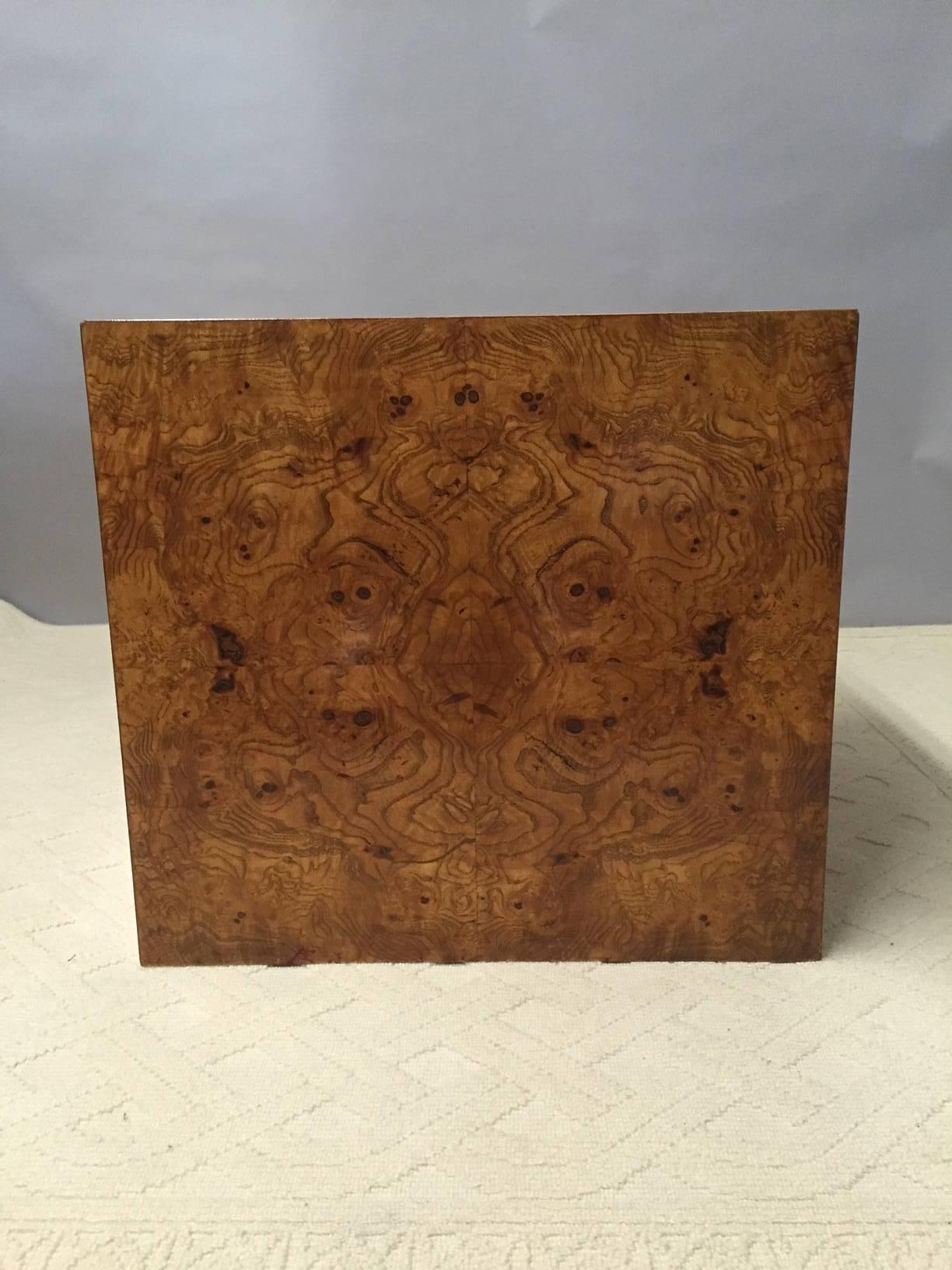 Mid-20th Century Mid-Century Modern Burl Wood Cube Side Table