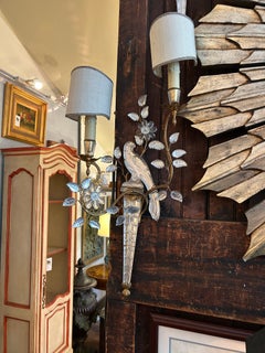 Maison Baguès Gilt Metal and Rock Crystal Parrot-Form Two-Light Wall Sconces