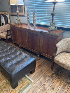 French Vintage Louis XVI Flame Mahogany Sideboard with Greek Key Gallery