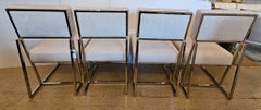 Set of 4 Luxurious Bernhardt Chrome & Upholstered Dining Chairs