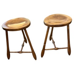 Pair of Solid Birch Three Legged Mortised & Tenon Stool by Hale of Vermont