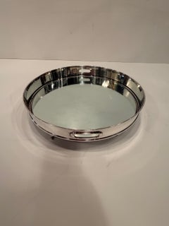 Glamorous Round Vintage Silver Plate & Mirror Tray by Ralph Lauren