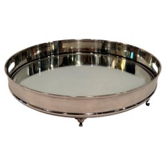 Glamorous Round Vintage Silver Plate & Mirror Tray by Ralph Lauren