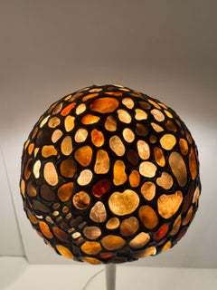Stunning Midcentury Modern Floor Lamp with Stone Agate & Cement Shade