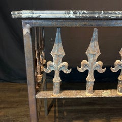 Antique French Wrought Iron Console Table with Marble Top