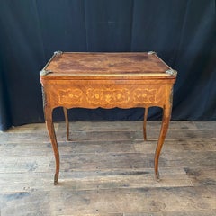 French Louis XV Walnut Marquetry Inlaid Card and Backgammon Table