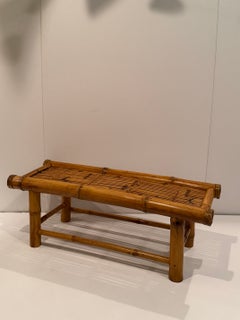 Handsome Bamboo & Rattan Midcentury Modern Bench