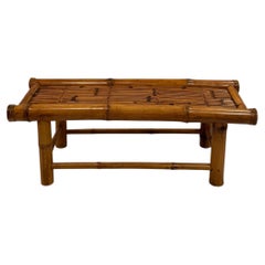 Handsome Bamboo & Rattan Midcentury Modern Bench