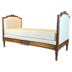 Superb Antique French Louis XVI Carved Walnut Expandable Daybed and Settee