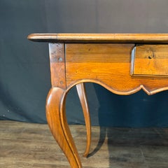 Antique French Louis XV Walnut Side Table with Cabriole Legs and Hoof Feet