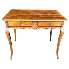 19th Century French Louis XV Walnut Writing Desk with Two Drawers