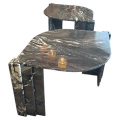 Glamorous Pair of “Eye” Cipollino Marble Midcentury Modern End Tables