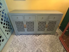 Stunning Asian Style Contemporary Gray Lacquer Sideboard