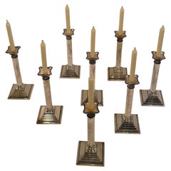 Set of 8 Rare to Find Neoclassical Silverplate Candlesticks