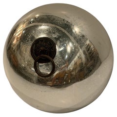 Very Large 19th Century Mercury Glass Kugel Sphere with Brass Ring
