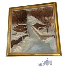 Very Large Original Winter Scene by New Hope Impressionist Michael Autorino