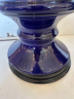 Impressionnantes lampes de table hautes, de style « mid-century modern », bleues et sculptées