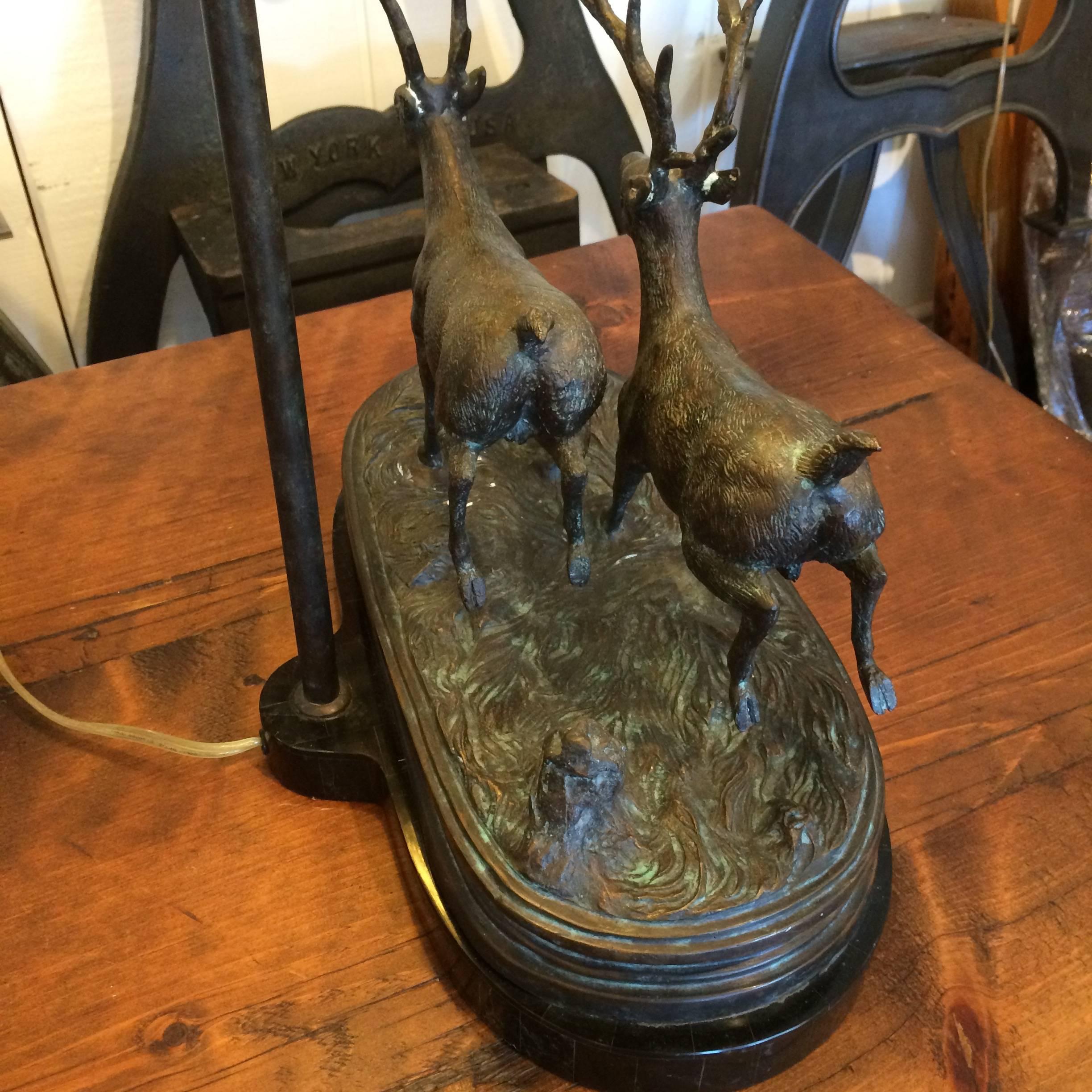 American Magnificent Maitland Smith Bronze Adirondack Style Lamp