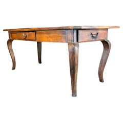 Early 19th Century French Provincial Dining Table with Two Drawers