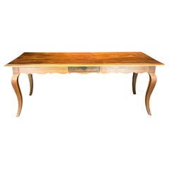 19th Century French Louis XV Walnut Farmhouse Table with Single Drawer