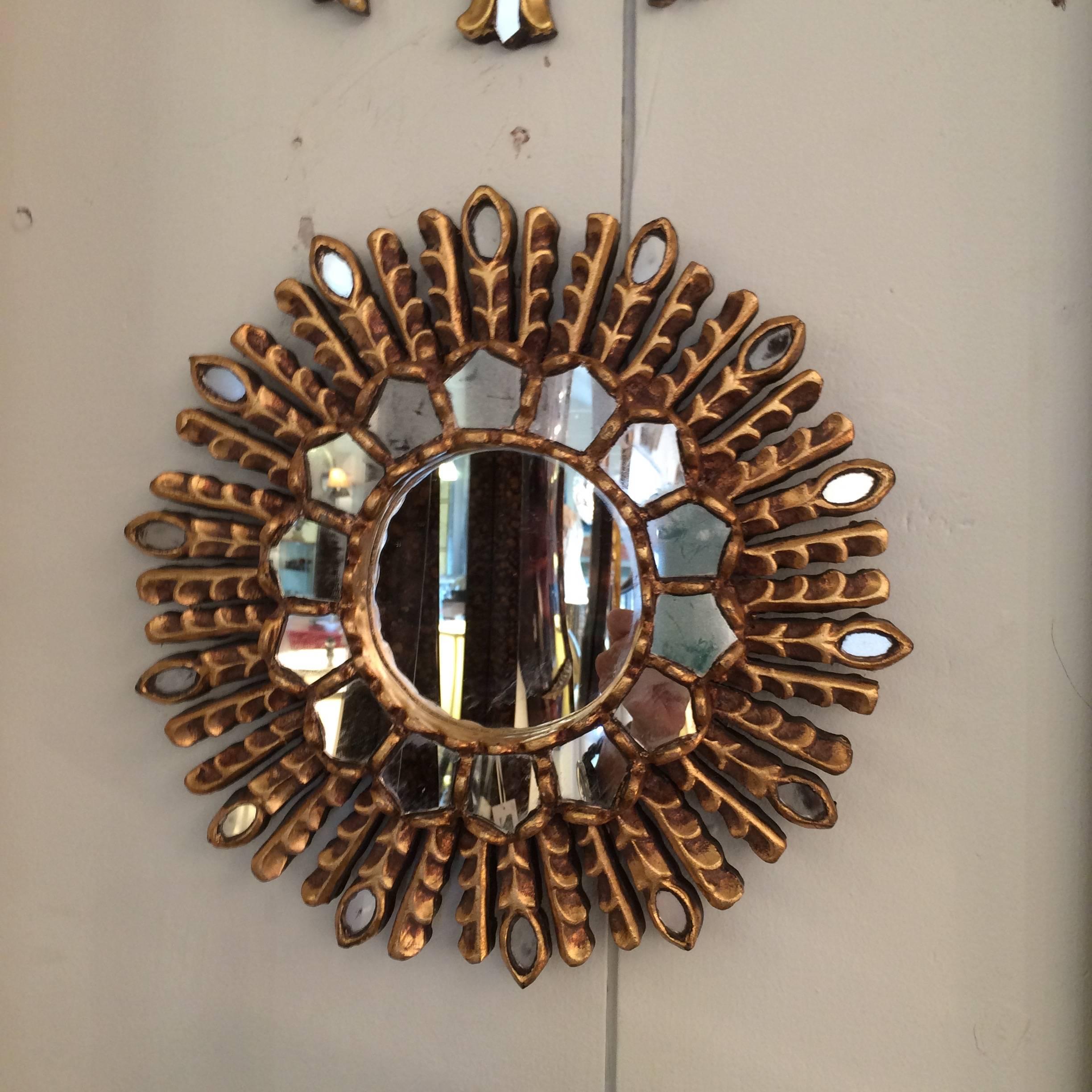 Giltwood Trio of Vintage Italian Sunburst Mirrors