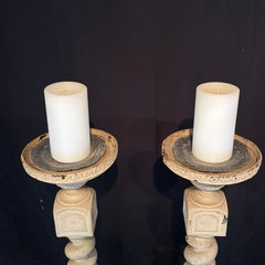 Pair of Monumental 19th Century French Wood Church Altar Candlesticks