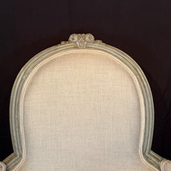 Pair of Antique French Louis XVI Carved and Painted Bergère Armchairs