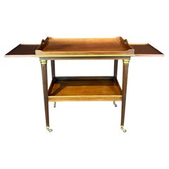 Antique French Bar Cart or Drinks Trolley with Pull-Out Leaves