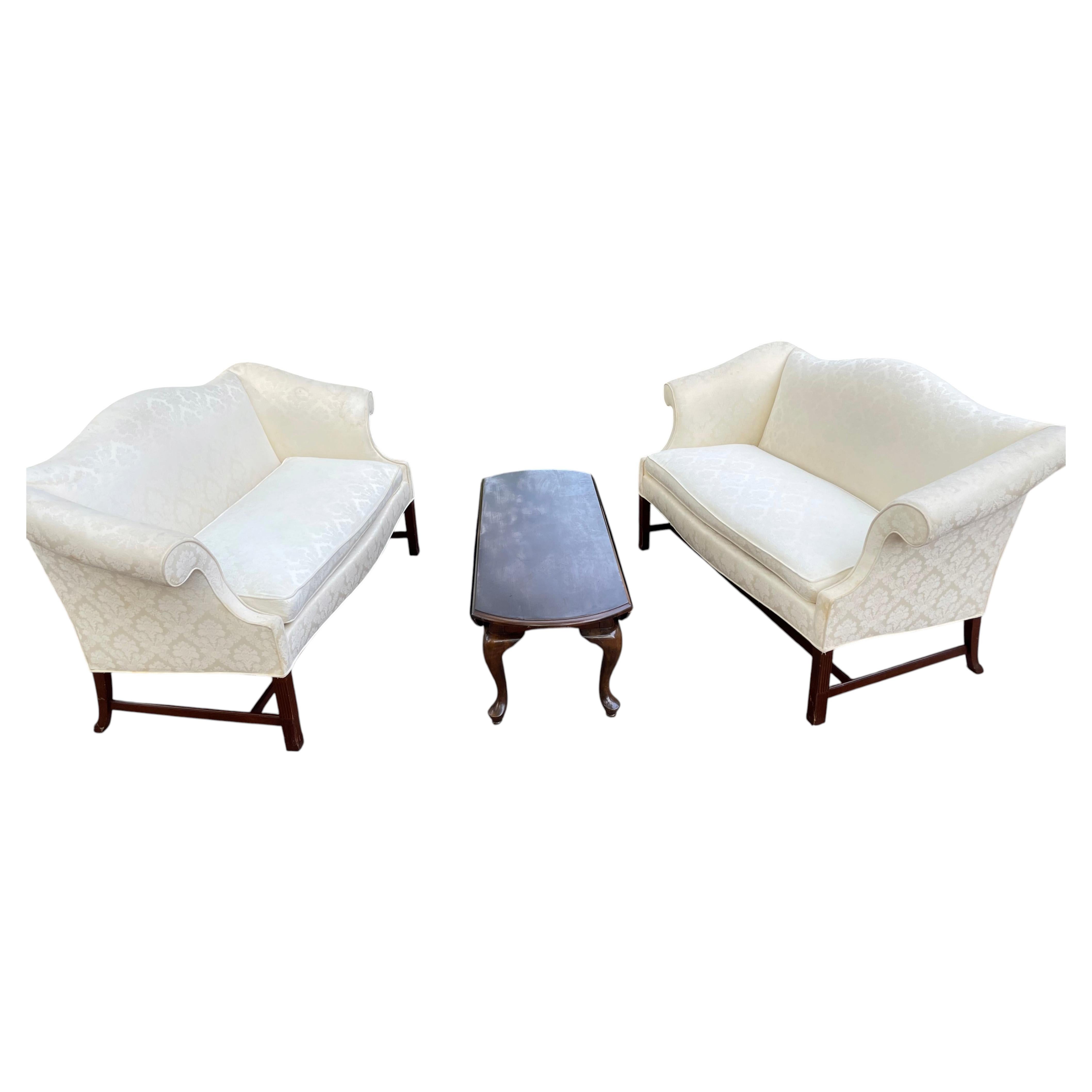 Pair of Chippendale-Style Loveseats