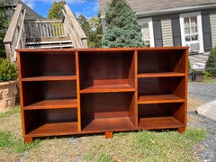 Handsome Walnut Midcentury Modern Bookcase Cabinet
