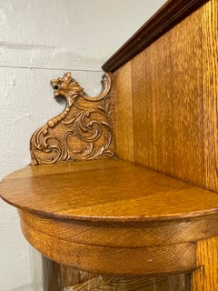 Antique Edwardian Golden Oak China or Curio Cabinet with Curved Original Glass