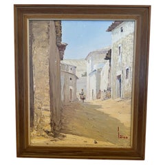 Gorgeous Original Painting of Spanish Town Signed Inigo