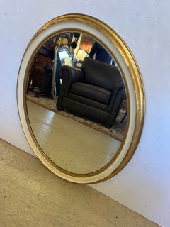 Lovely Oval Cream and Gold Leaf Wall Mirror