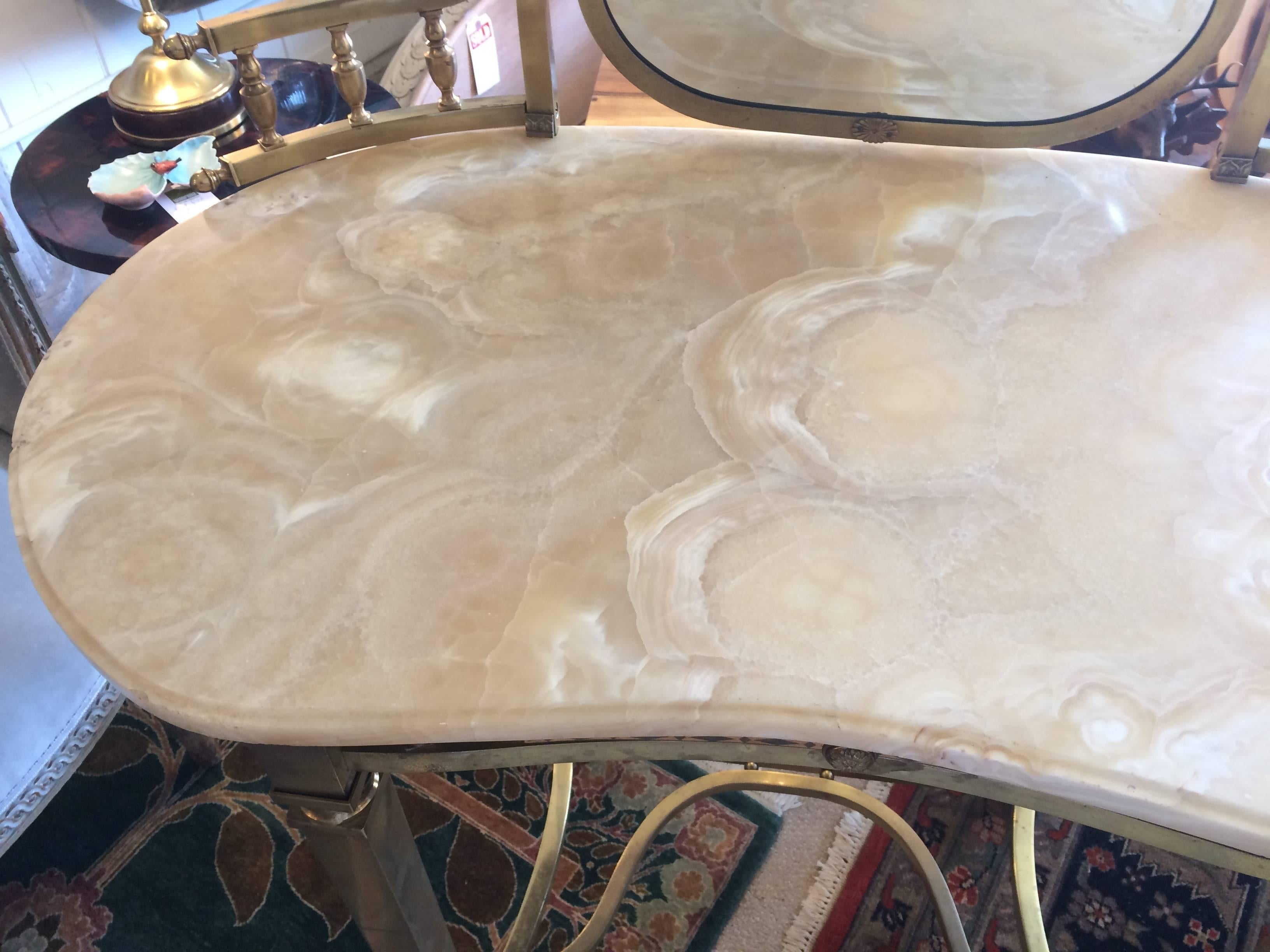 Romantic French, 1940s Brass and Marble Vanity 4