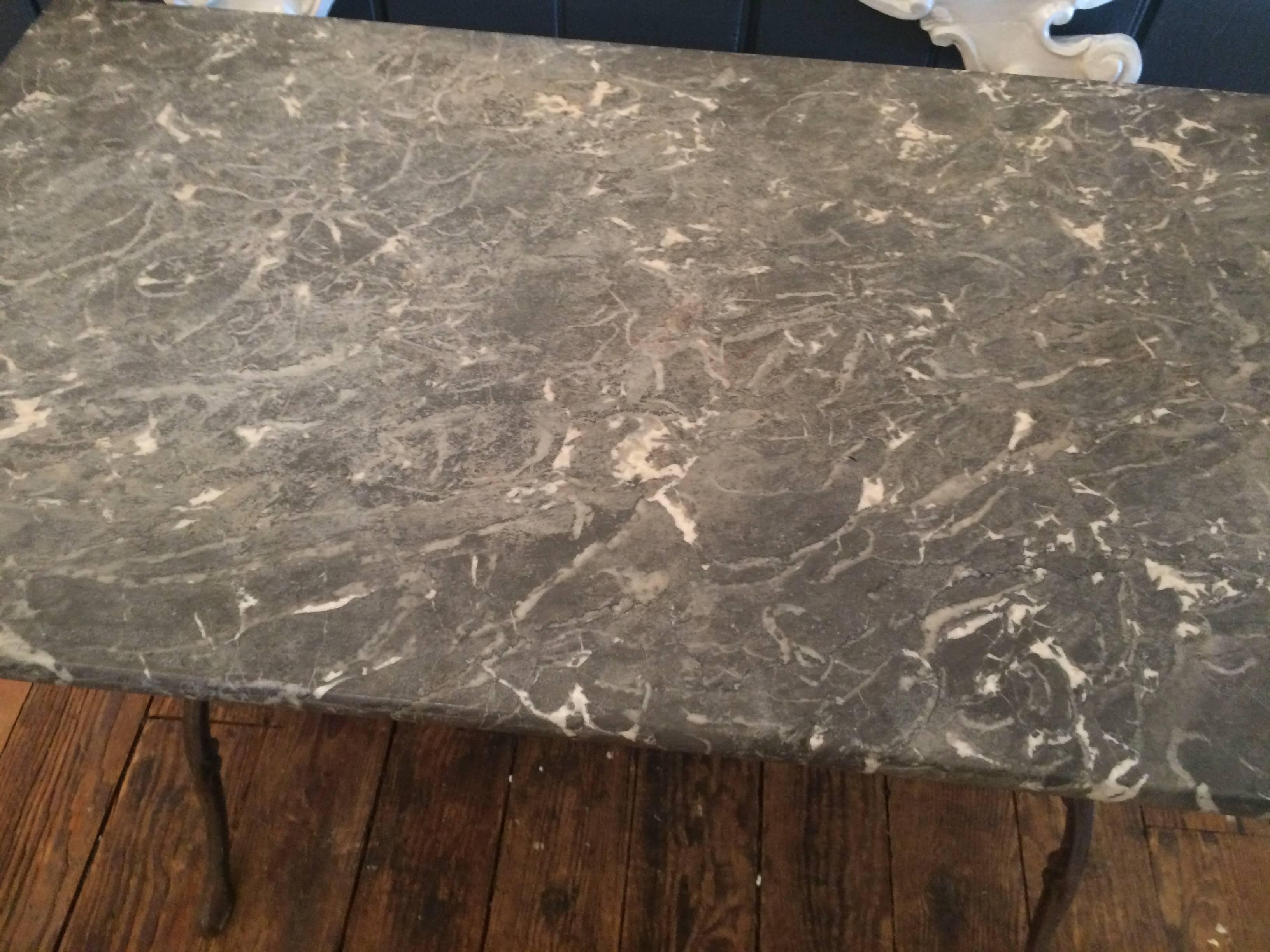 Charming Vintage Iron and Marble Bistro Table Desk 1