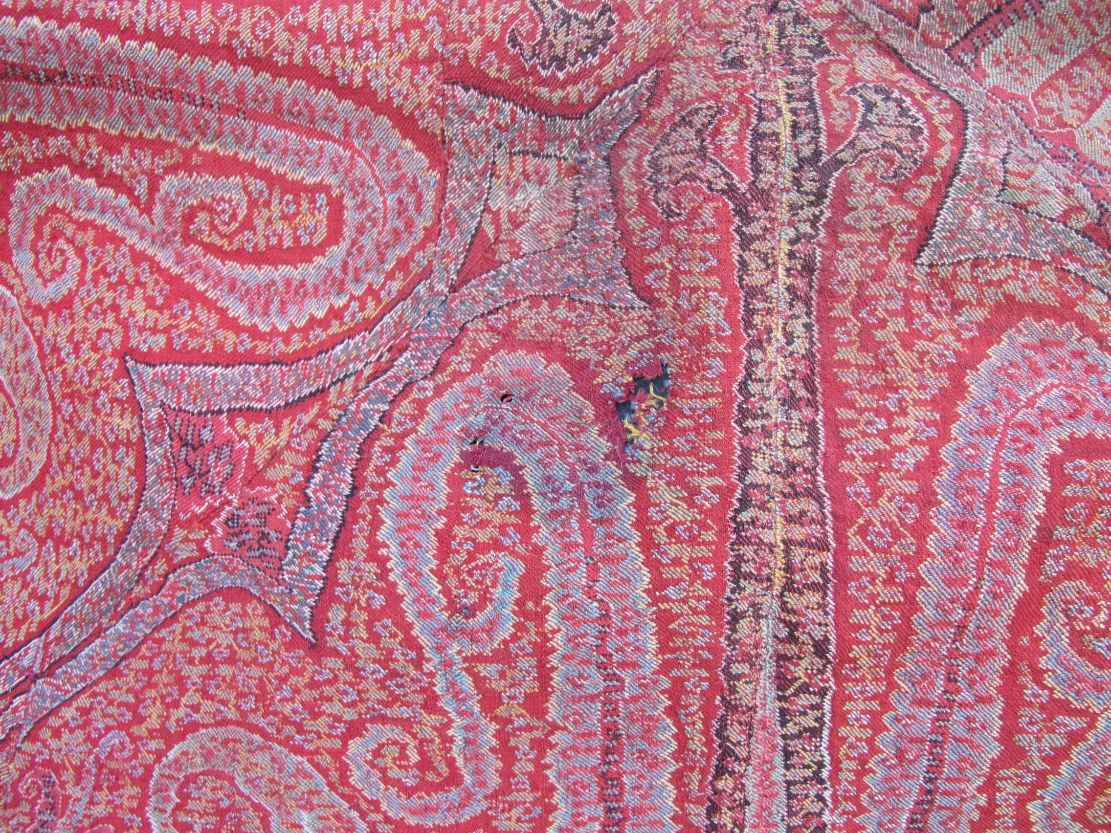 Indian 19th Century Kashmir Paisley Shawl For Sale