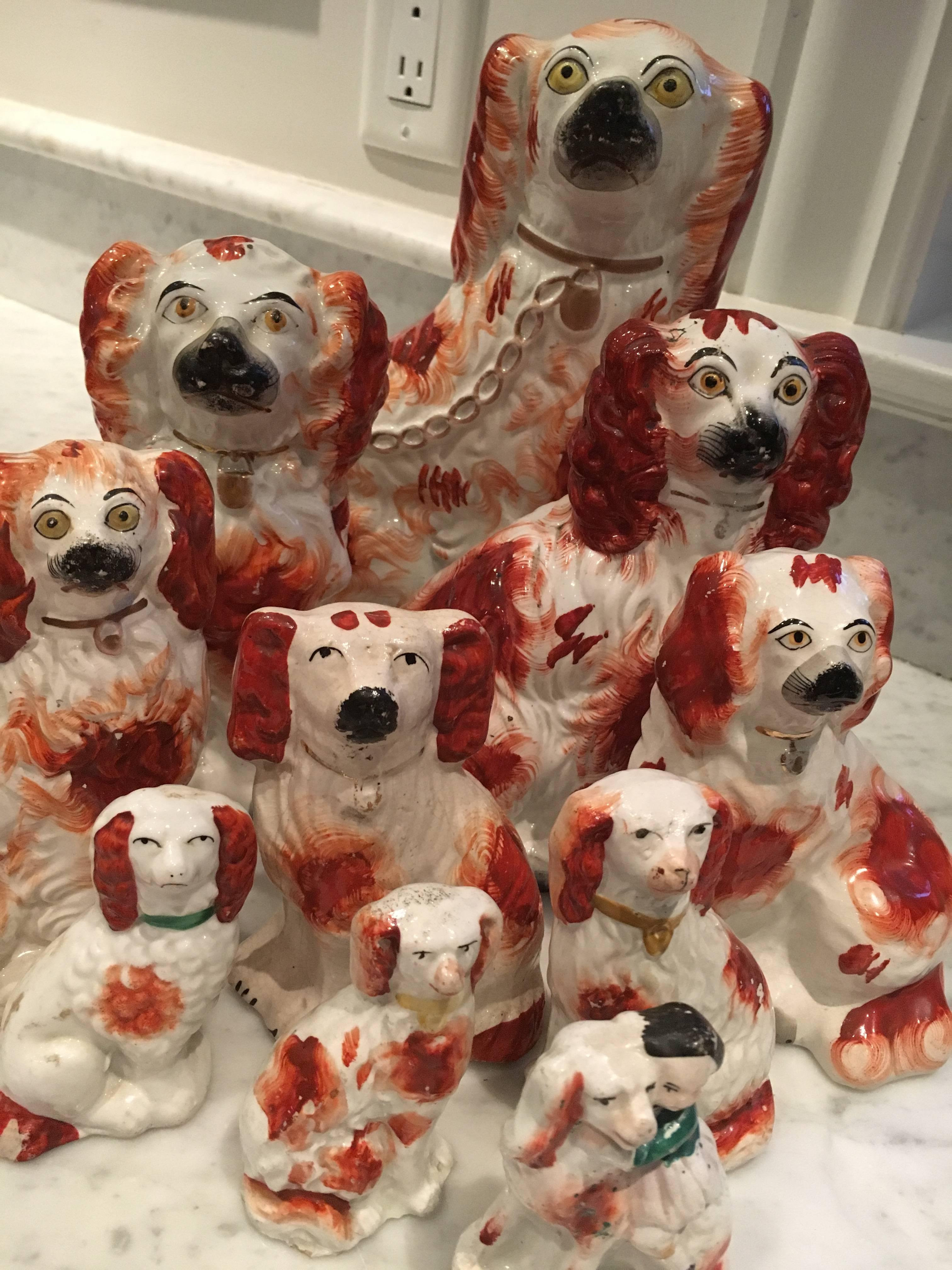 19th Century Spectacular Fine Collection of Ten Staffordshire Spaniels