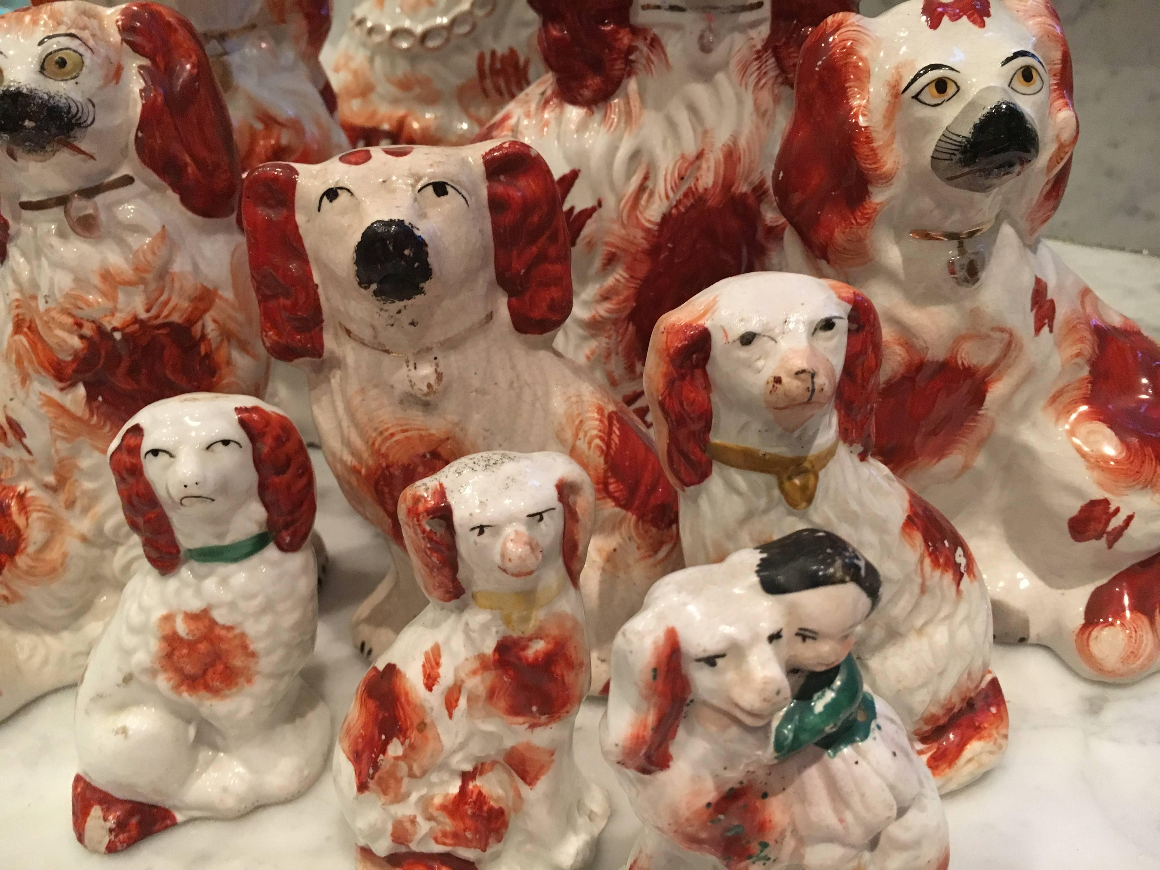 Victorian Spectacular Fine Collection of Ten Staffordshire Spaniels