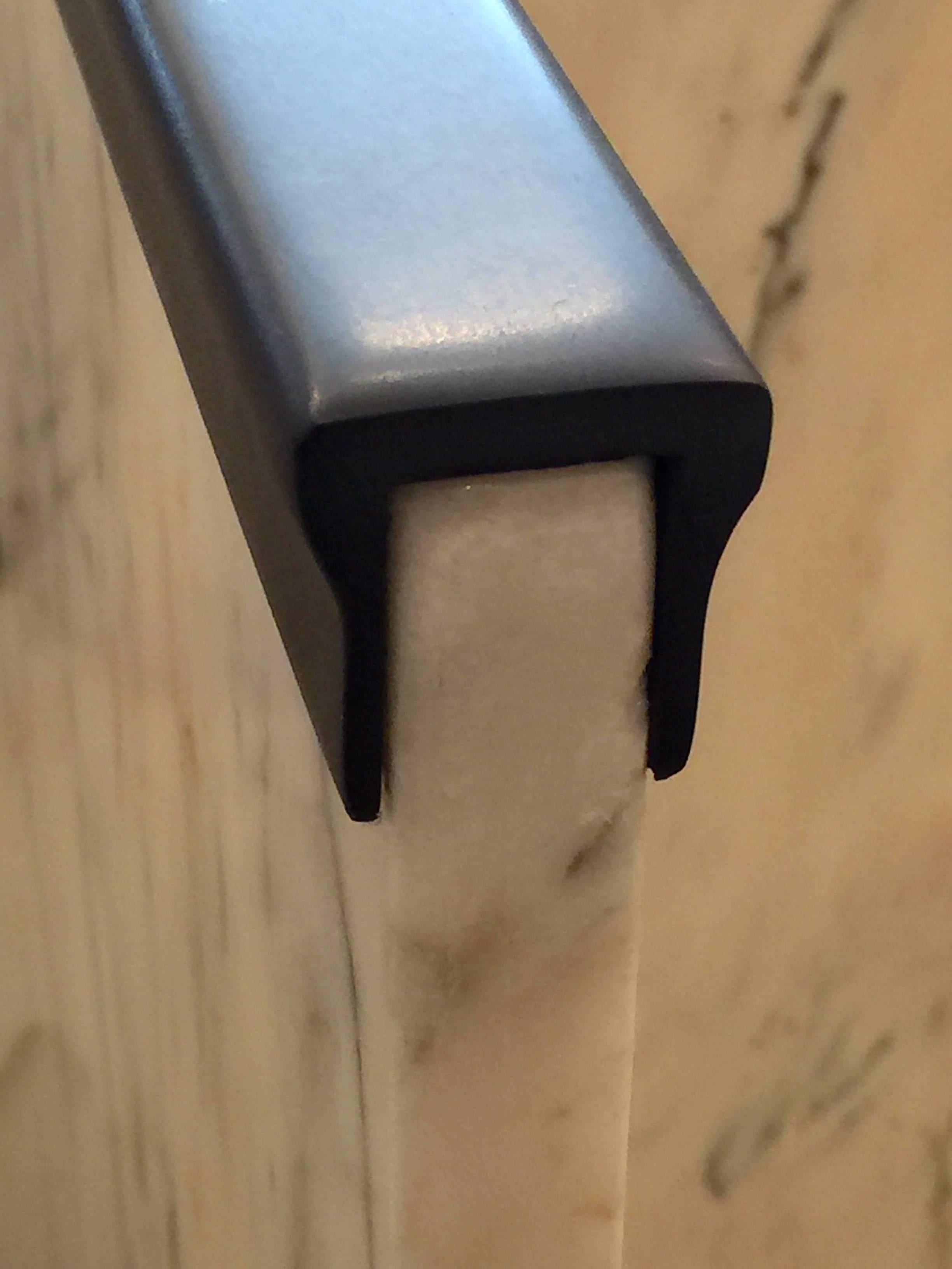 Fabulous Triangular Pace Style Marble and Rubbed Bronze Pedestal Base 1